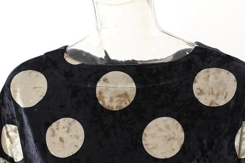 OUDINA New Arrivals Winter Diamond Loose Plus Size Dot Velvet Elegan Casual Long Dresses Women