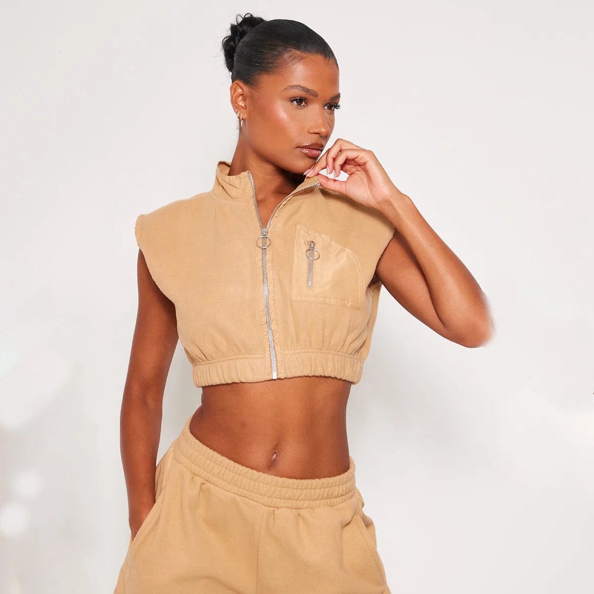 OUDINA New Fashion Casual Solid Color Cardigan Vest Casual Straight Sweatpants Suit Two Piece Set Women Clothing
