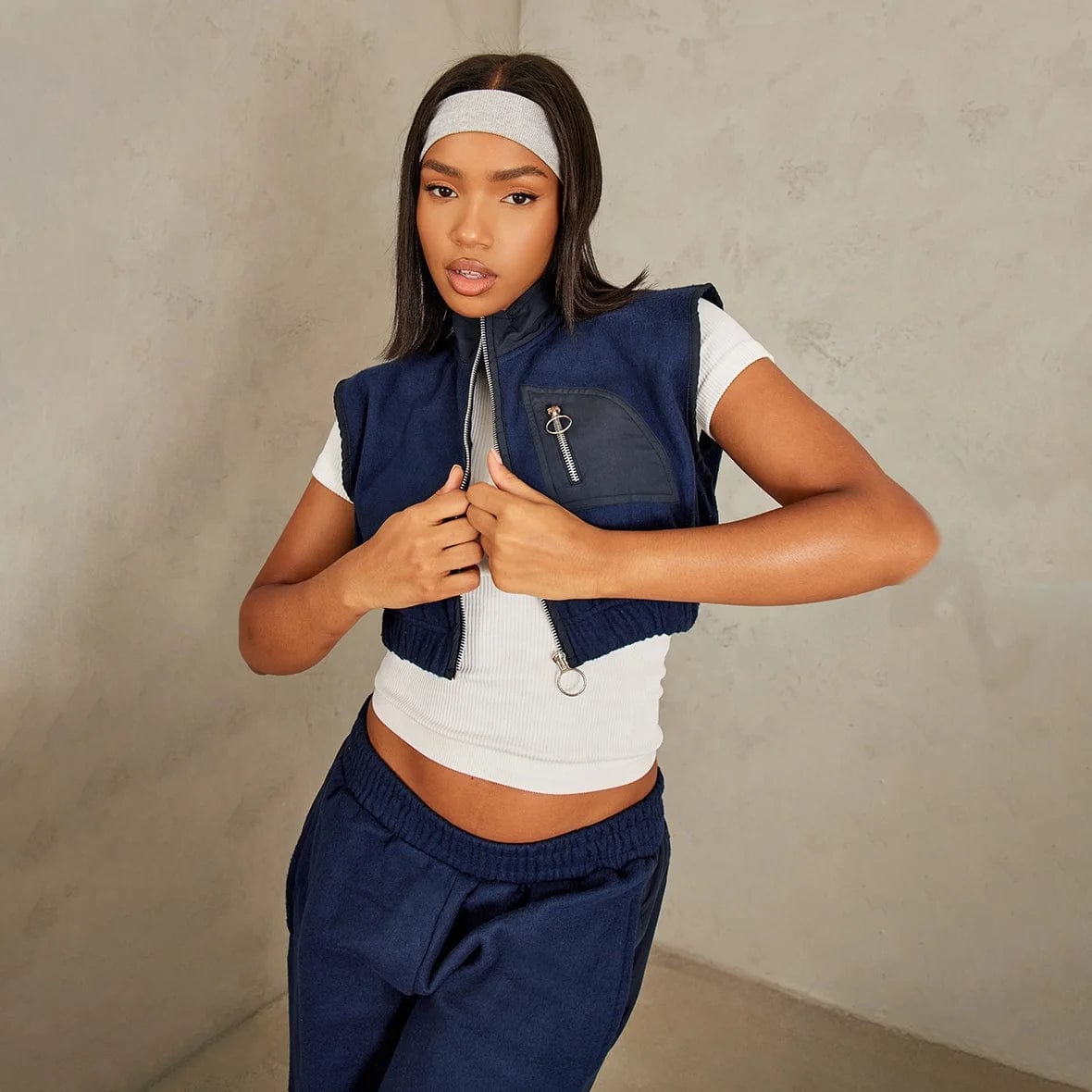 OUDINA New Fashion Casual Solid Color Cardigan Vest Casual Straight Sweatpants Suit Two Piece Set Women Clothing