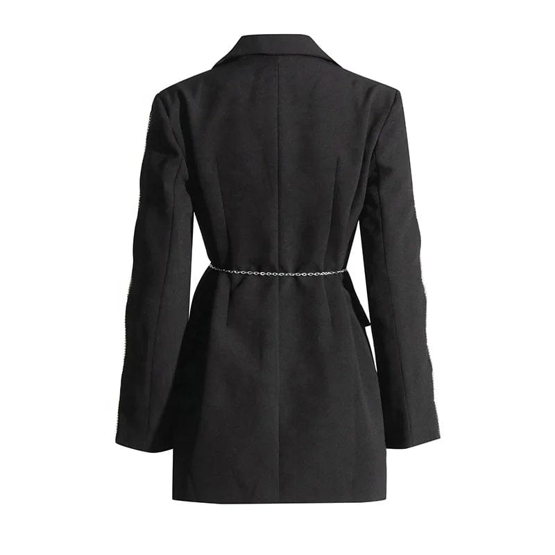 OUDINA New Fashion Style Hollow Out Rhinestone Sleeves Pearl Belt Slim Suit Blazer Women 2023