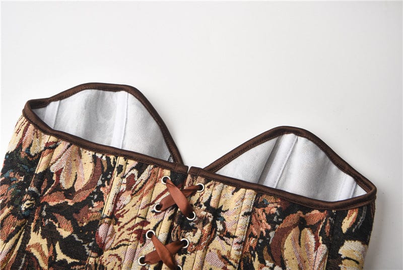 OUDINA New Oil Painting Style Corset Strappy Bone Chest Waist Trainer Femme Corset For Women Corset Top