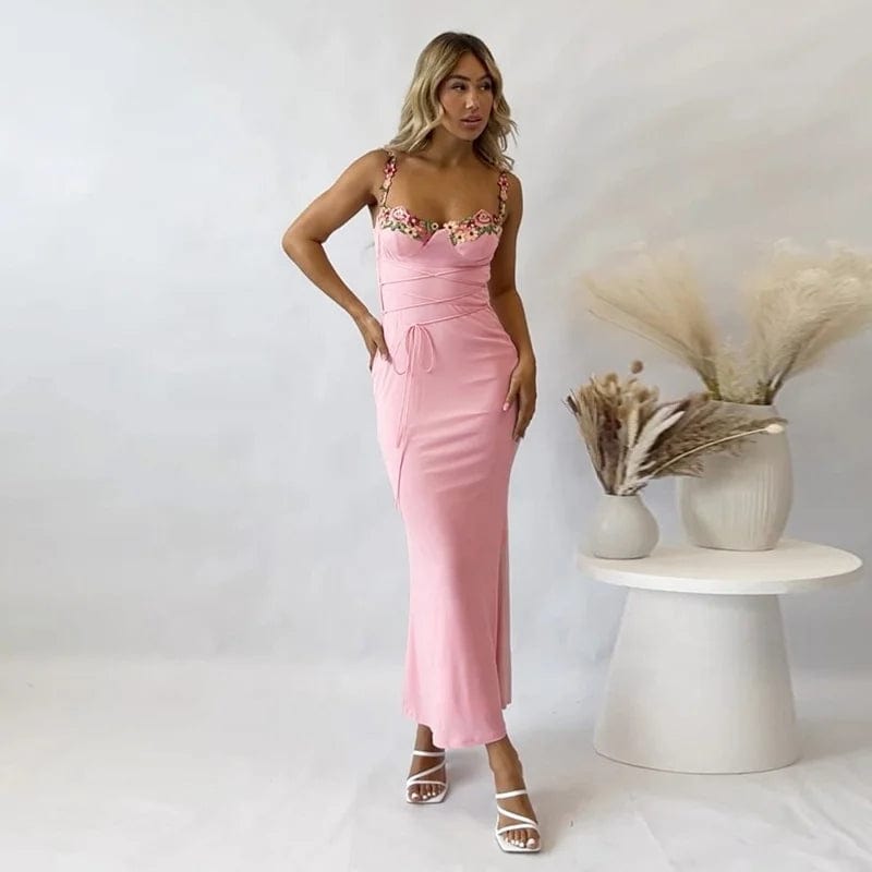 OUDINA New Style Stylish Sexy Hip Sweet Dress Autumn Belted Hot Girl Long Dresses Women