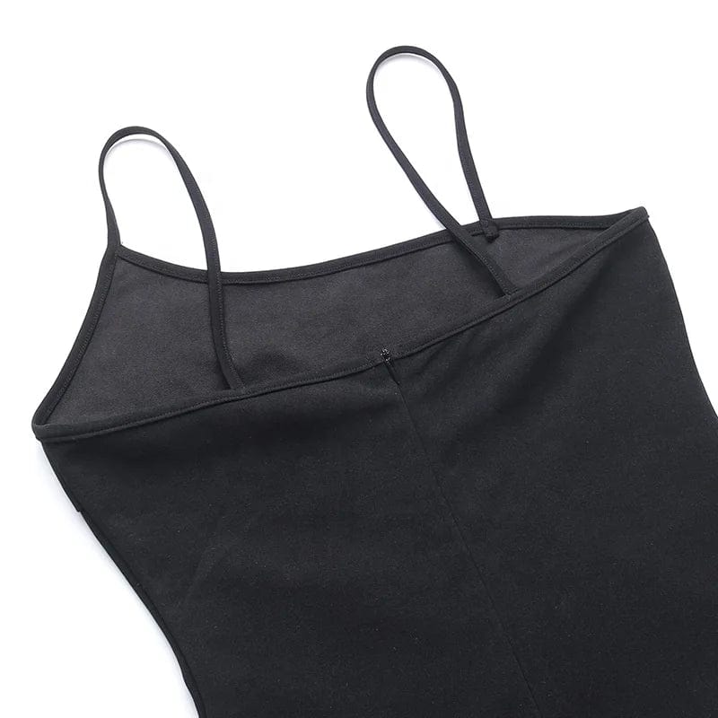 OUDINA New Women's Clothing Dress Party Sexy Fashion Style Slim High Slit Design Suspender Dresses Women
