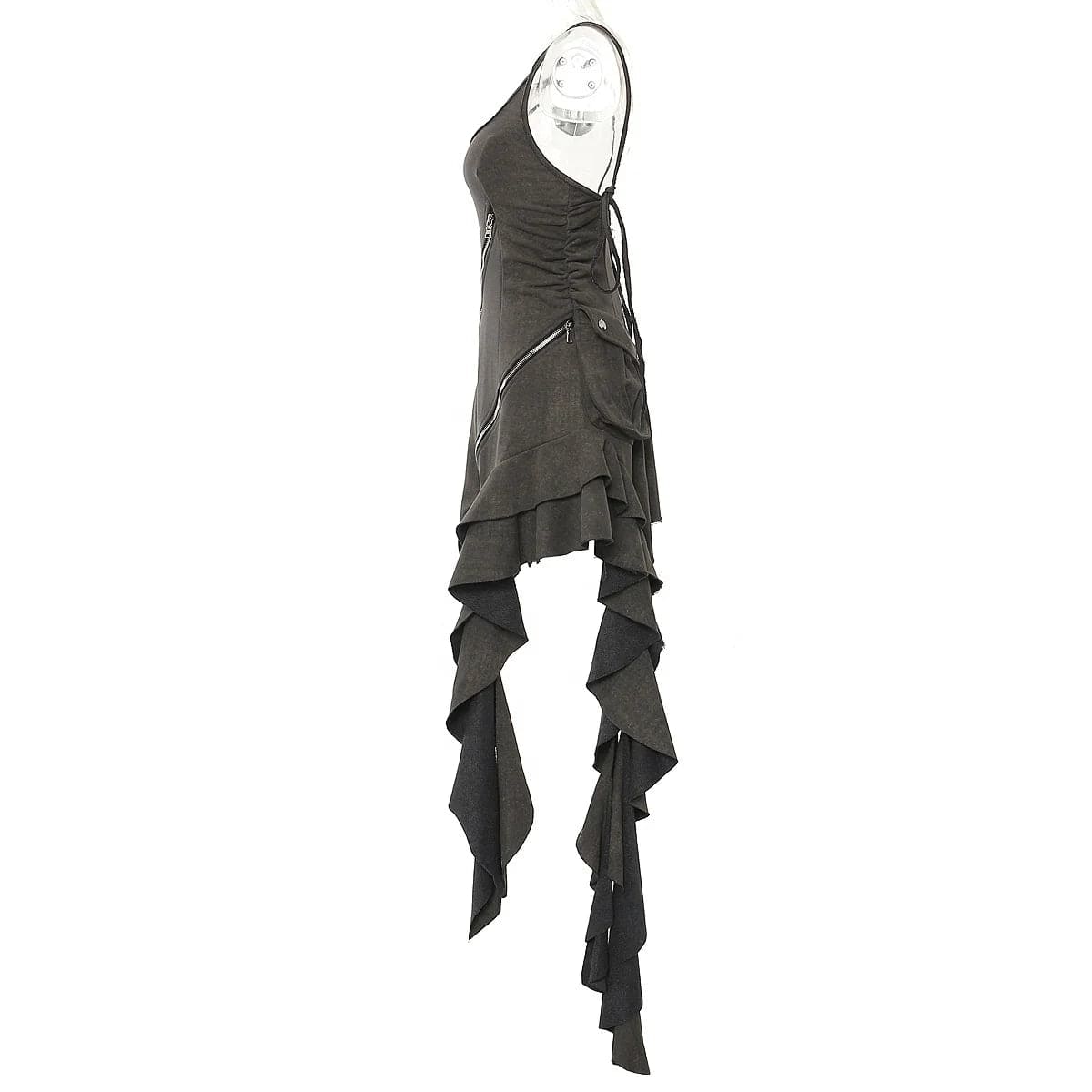 OUDINA SGS Factory Women's Clothing Party Irregular Zipper Mini Vest Dresses Sexy Woman Dresses Short Dress For women