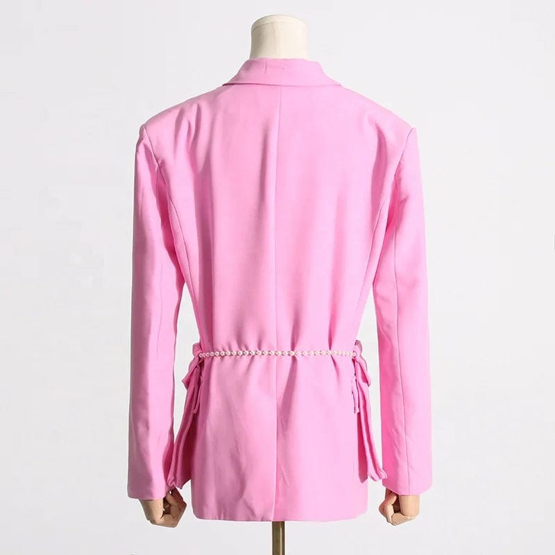 OUDINA Wholesale New Fashion Design Loose Silhouette Women's Jackets Belted Waist Suit Blazer Woman