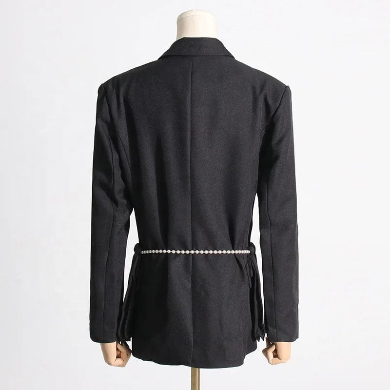 OUDINA Wholesale New Fashion Design Loose Silhouette Women's Jackets Belted Waist Suit Blazer Woman