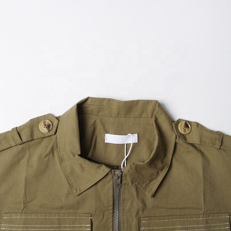 OUDINA Wholesale New Vintage Casual Short Multi-pocket Sleeveless Vest Cargo Top Women's Crop Tops For Women