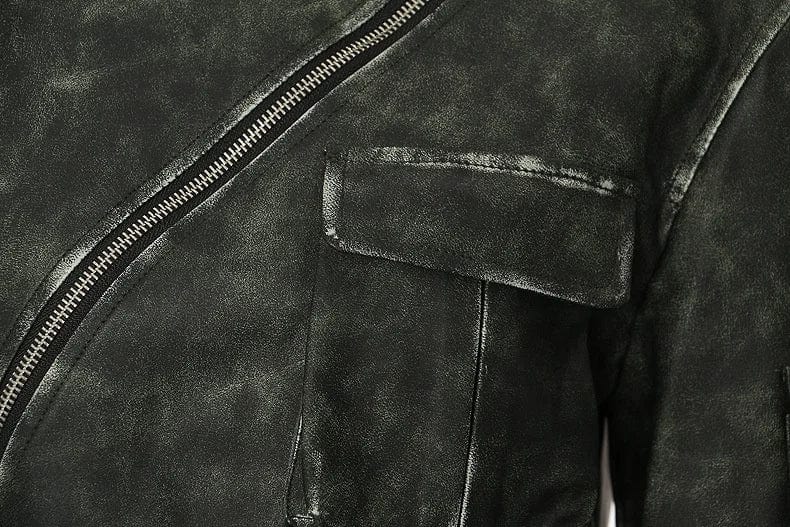 OUDINA Winter Fashion Latest Design Irregularly Locomotive Cool Motorcycle PU Women Leather Jacket