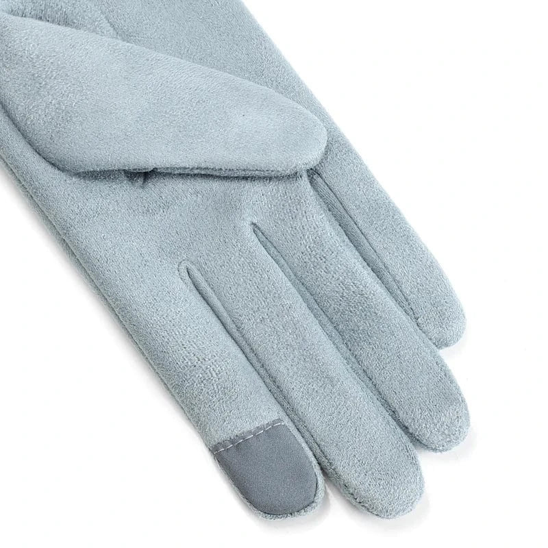 Outdoor cute bow comfortable lining winter windproof touch screen fashion gloves for women