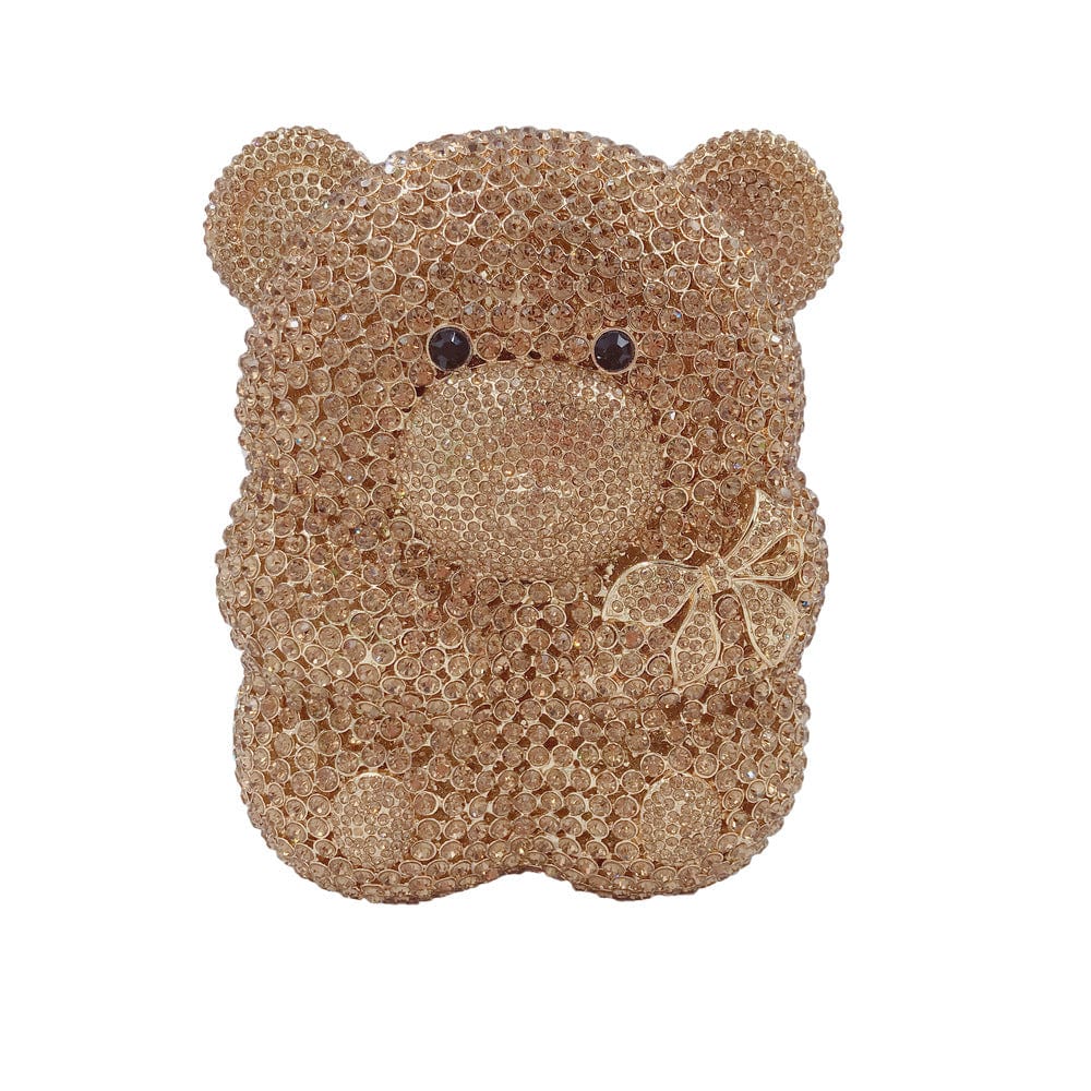 panda 11*6*15 cm / 220-bear champagne Panda Shaped Handbag Purse Women Diamond Clutch Animal Bear Shaped Bling Evening Bag