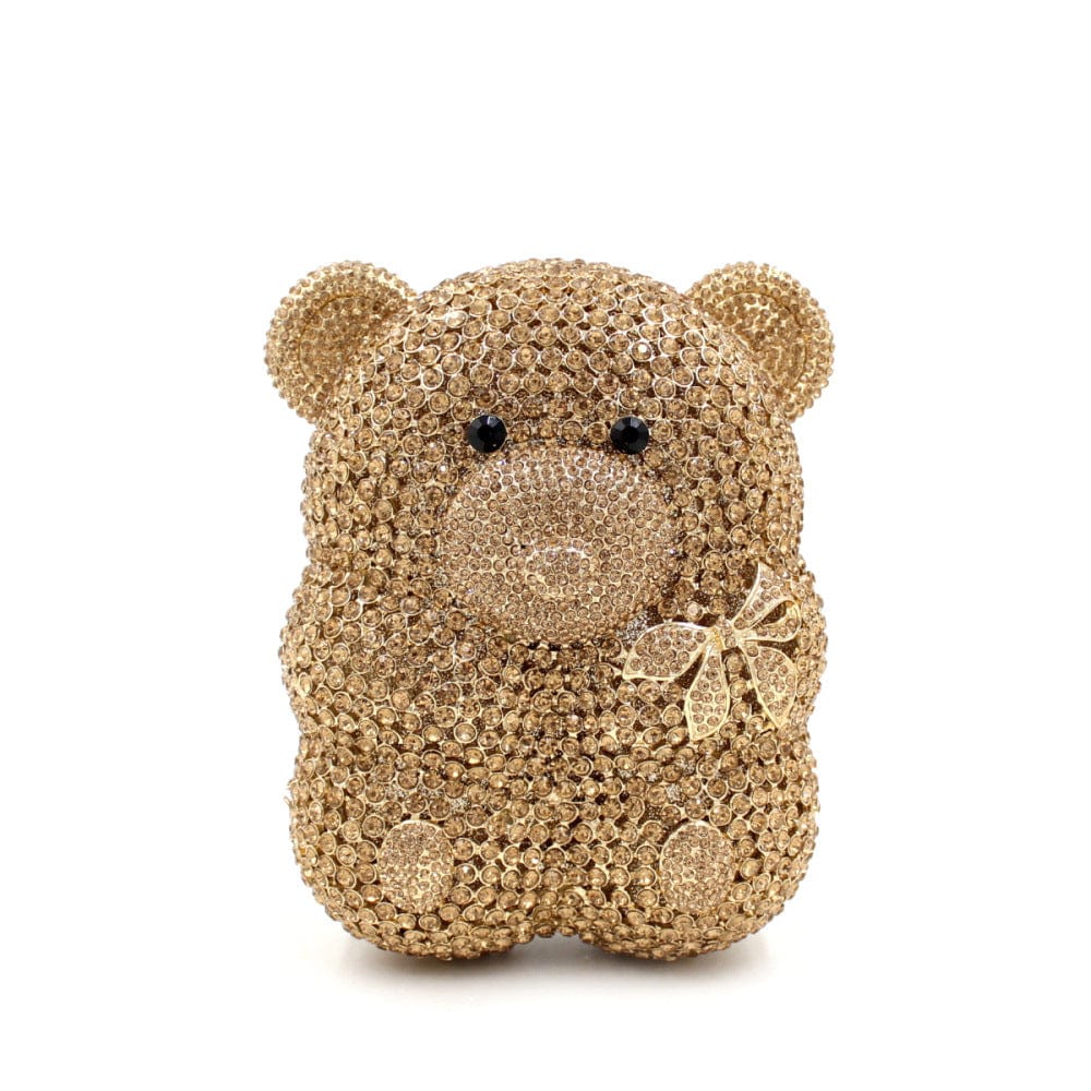 panda 11*6*15 cm / 220-bear golded Panda Shaped Handbag Purse Women Diamond Clutch Animal Bear Shaped Bling Evening Bag