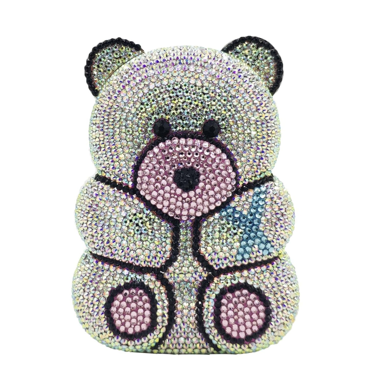 panda 11*6*15 cm / CBG823055-7# Panda Shaped Handbag Purse Women Diamond Clutch Animal Bear Shaped Bling Evening Bag