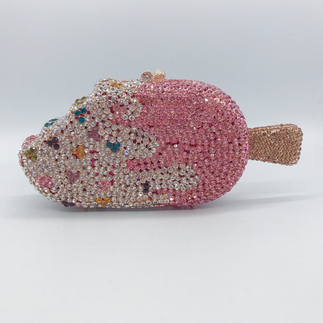 panda 11*6*15 cm / Ice -peach Panda Shaped Handbag Purse Women Diamond Clutch Animal Bear Shaped Bling Evening Bag