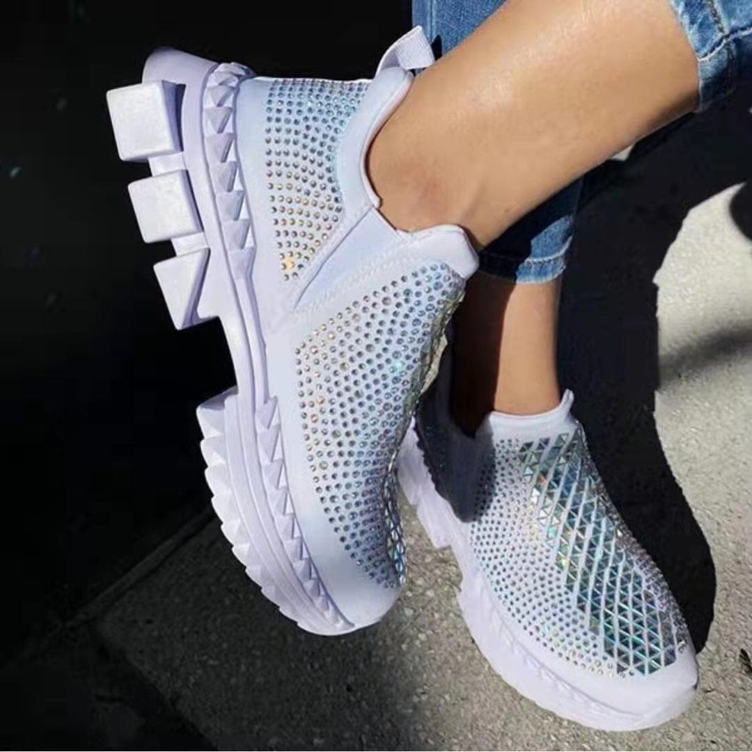 PDEP 2022 Spring Fashion Rhinestone Women Running Sports Sneakers Chunky Sole Slip-On Causal Women Sneakers