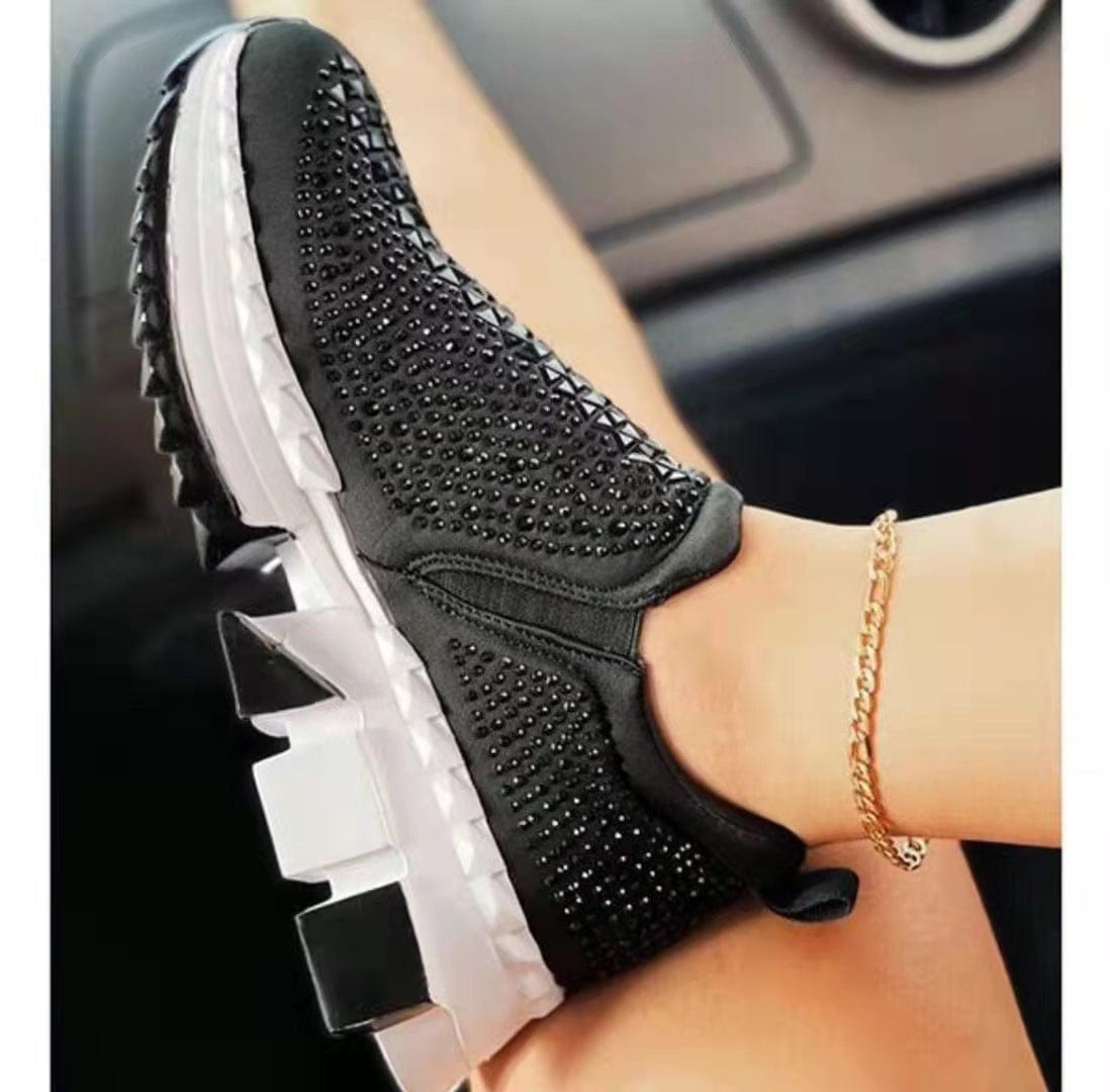 PDEP 2022 Spring Fashion Rhinestone Women Running Sports Sneakers Chunky Sole Slip-On Causal Women Sneakers