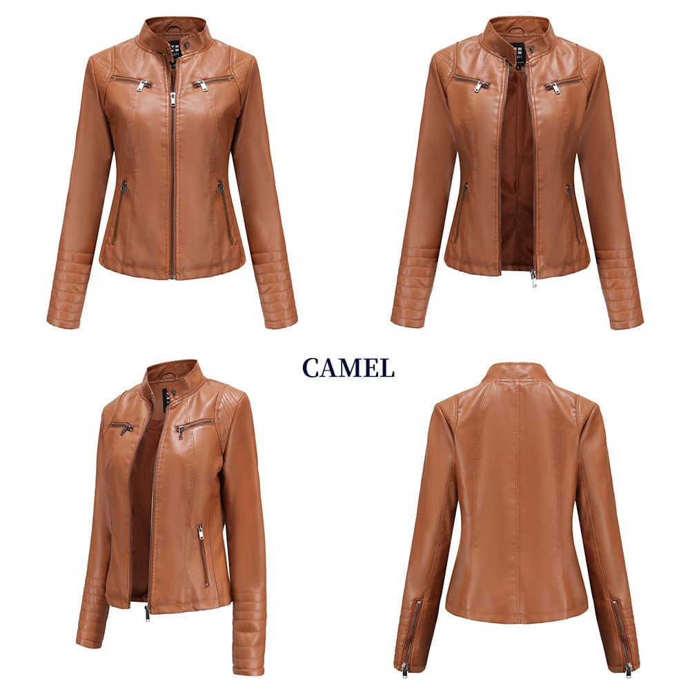 PDEP fashion designer women high quality pu leather jacket for women plus size moto biker jacket for ladies