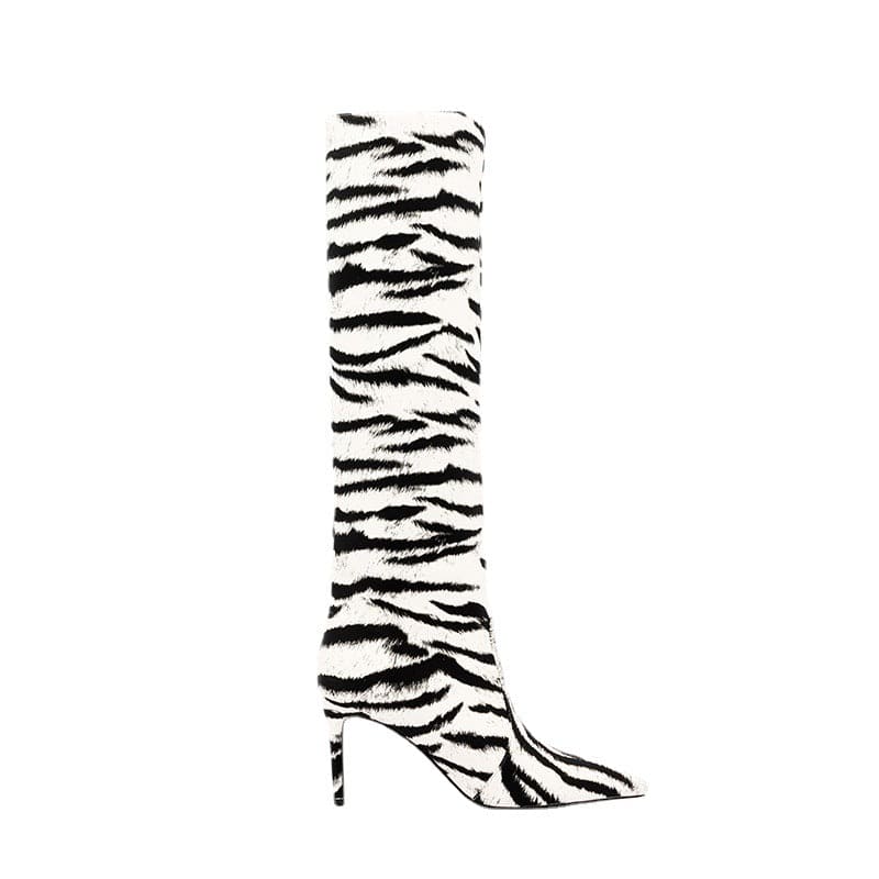 PDEP high quality luxury animal print women boots 2022 pointed toe fashion ladies leopard high heel boots