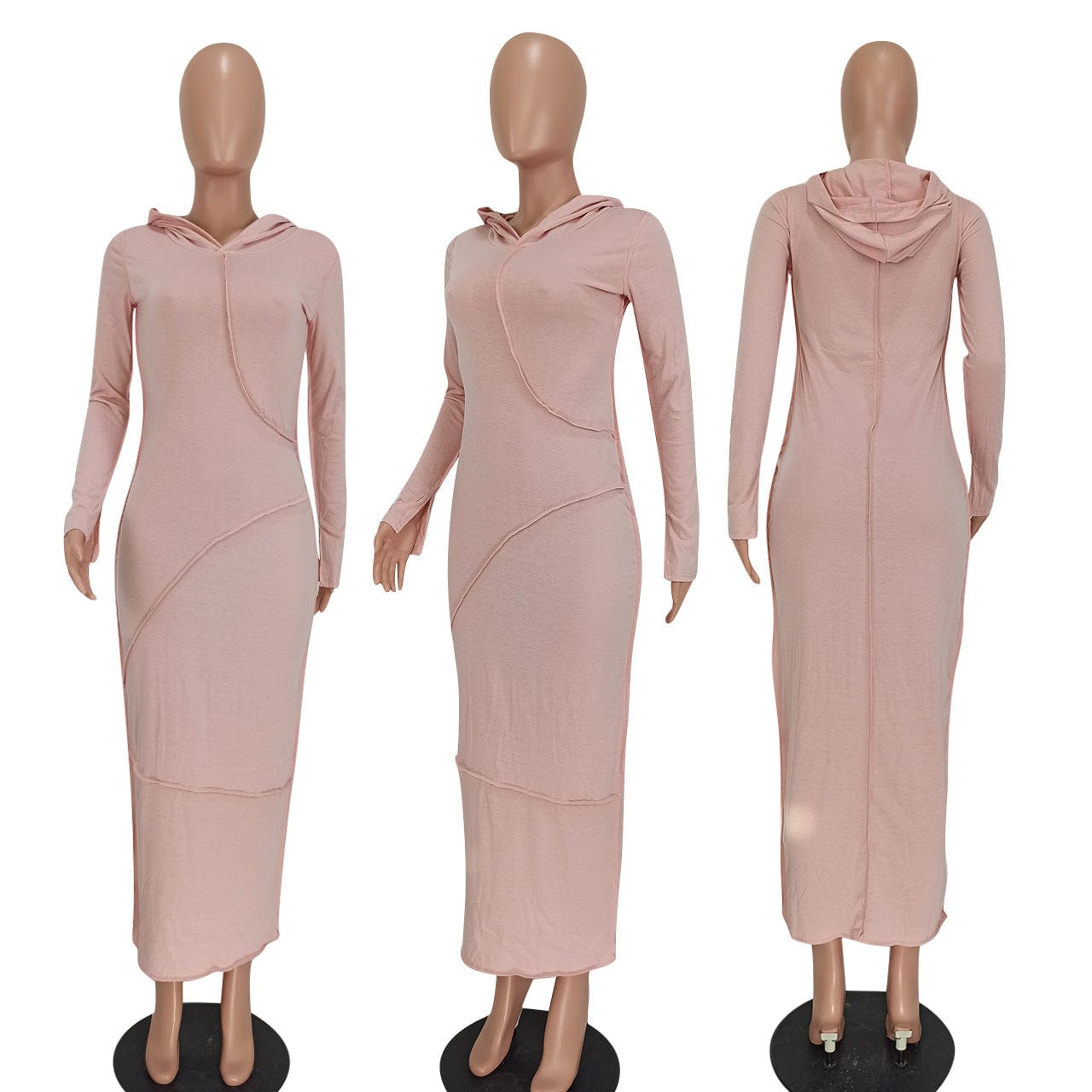 PDEP most popular fall long sleeve hoodies casual dress for women plus size cotton tight soild color sexy long dress for ladies
