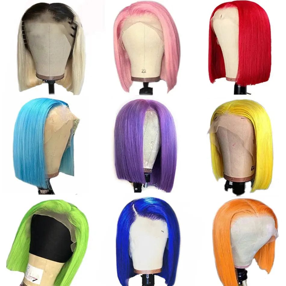 Peruvian Bob Wig Ombre 99J Pink Short Colored