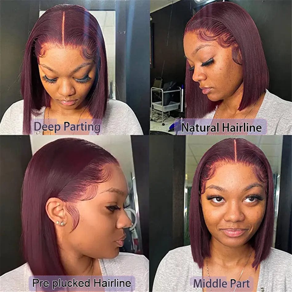Peruvian Bob Wig Ombre 99J Pink Short Colored