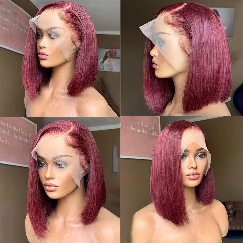 Peruvian Bob Wig Ombre 99J Pink Short Colored