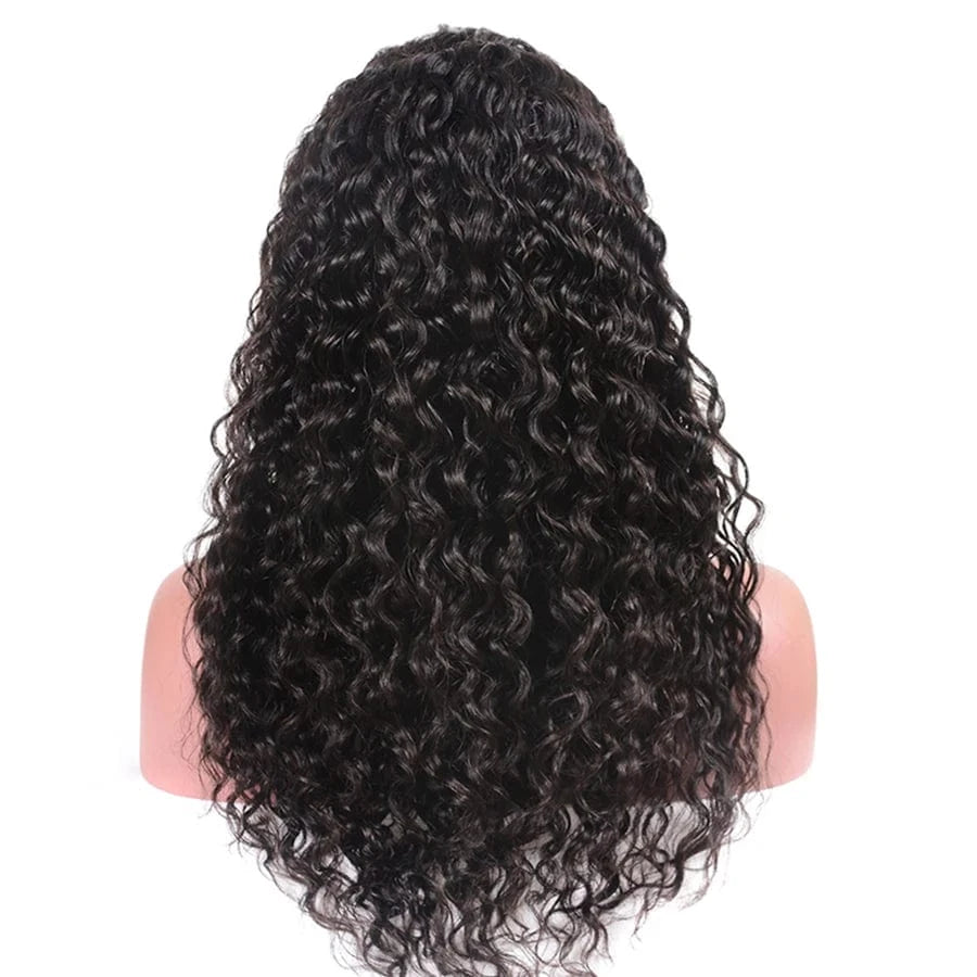 Peruvian human hair lace front wig water wave 100% virgin human hair hd transparent lace frontal wig pre plucked lace wig