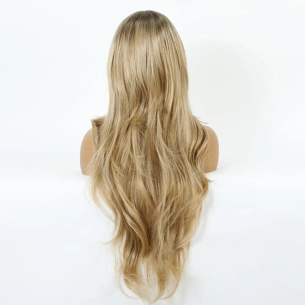 Picture color High Density Fiber Smooth Synthetic Wig Long Wavy Front Lace Synthetic Wigs for Black White Women Blonde