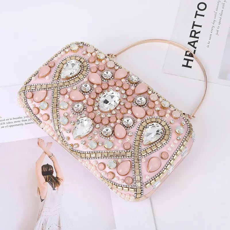 pink 2022 Diamond Inset Color Dinner Bag European Fashion Hot Style Large Capacity Mobile Phone Wallet Light Luxury Evening Bag
