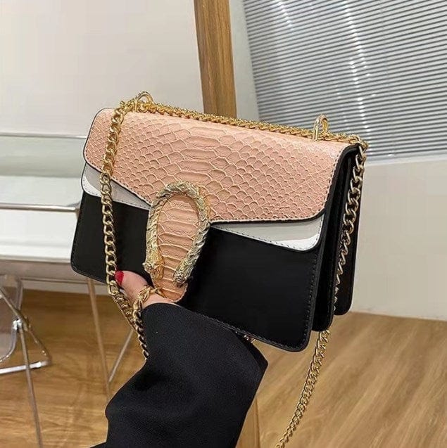 Pink 2022 Luxury Alligator Chains Crossbody Shoulder Bags Women  PU Snake Skin Ladies Purses Girl Messenger Bag Handbags