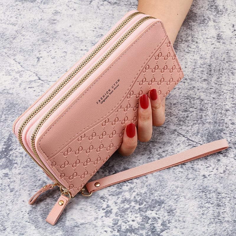 Pink 2022 Wholesale Leather Money Clip Purse Designer Long Wallets for Women Fashionable Card Holder Wallet