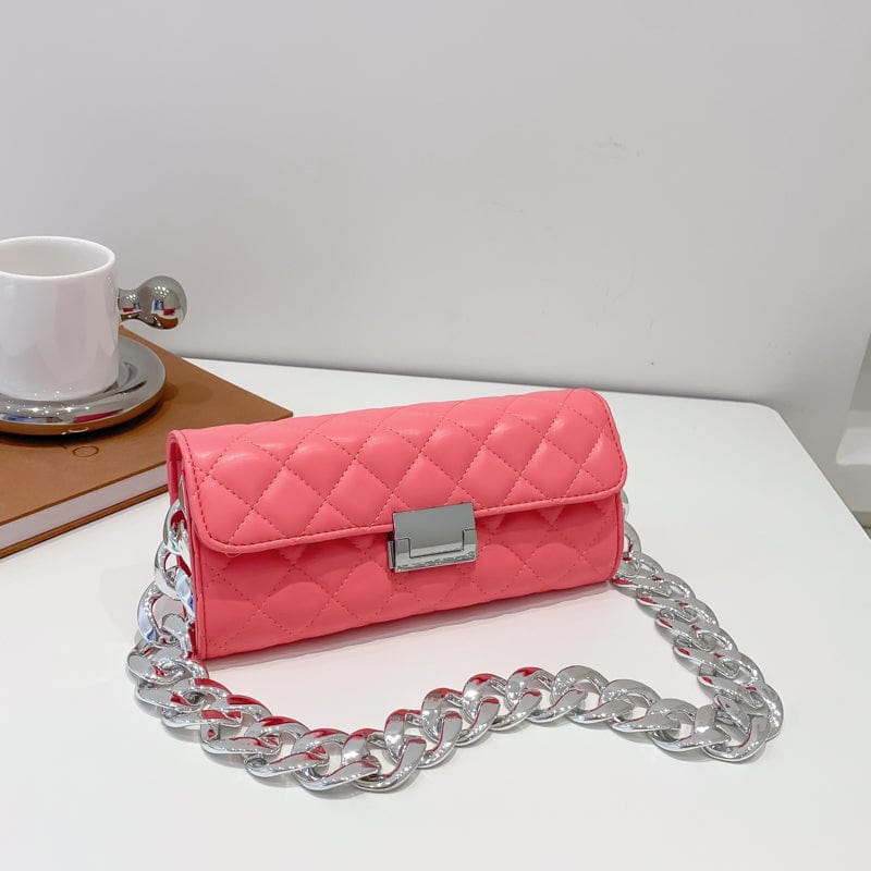 Pink Barrel Shape Ladies Handbags Women Bags Thick Chains Designer PU Leather Shoulder Bag Luxury Women Hand Bags 2022
