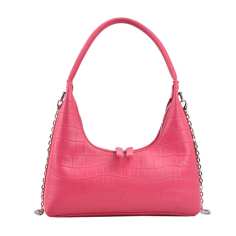 PINK Crocodile Print Korean Crescent Armpit Women's Premium Fashion Shoulder Women Fashion Handbags Multi-Functional Purse