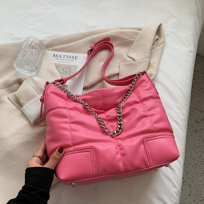 Pink Fashion Space Cotton Fall Winter Hand Bags Women Handbags Ladies Shoulder Luxury Large Women's Puffer Tote Bags