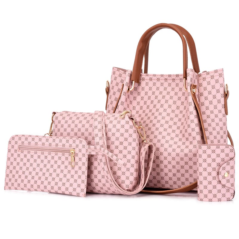 pink Hot Selling Luxury Women Shoulder Bag Large Capacity PU Leather Handbag Lady 4 Pieces One Set Crossbody Bags Designer Tote Bag