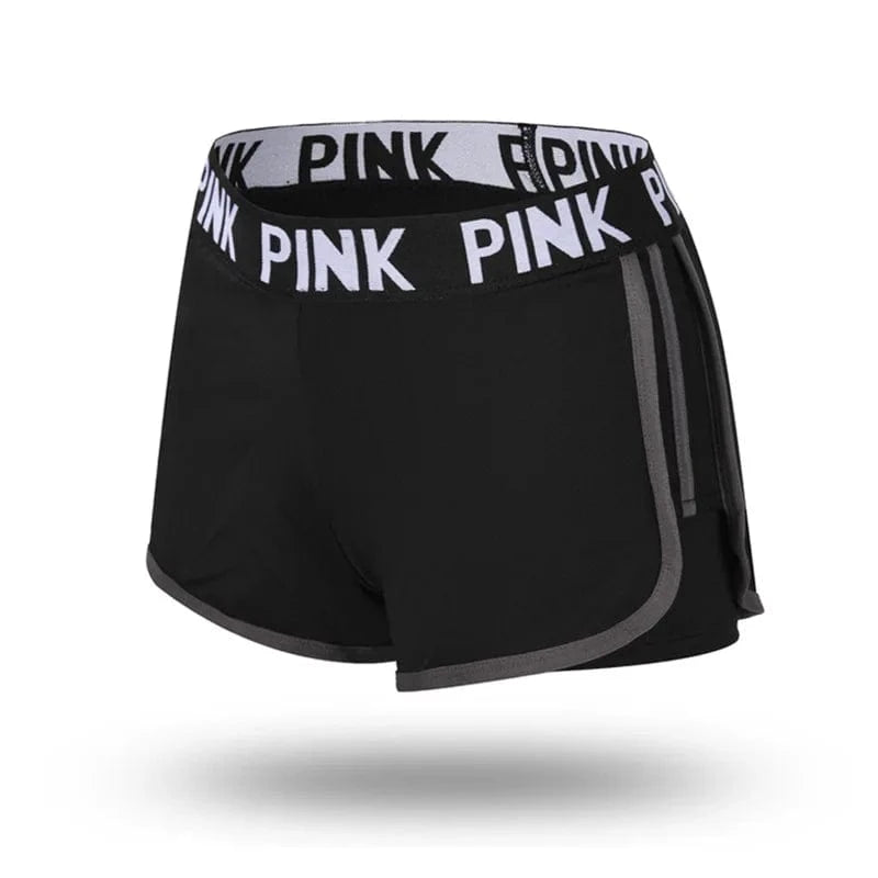 PINK Letters Fake Two-piece Short Pants Plus Size Hip-lifting Tights Running Sports Legging Fitness Yoga Shorts For Womens