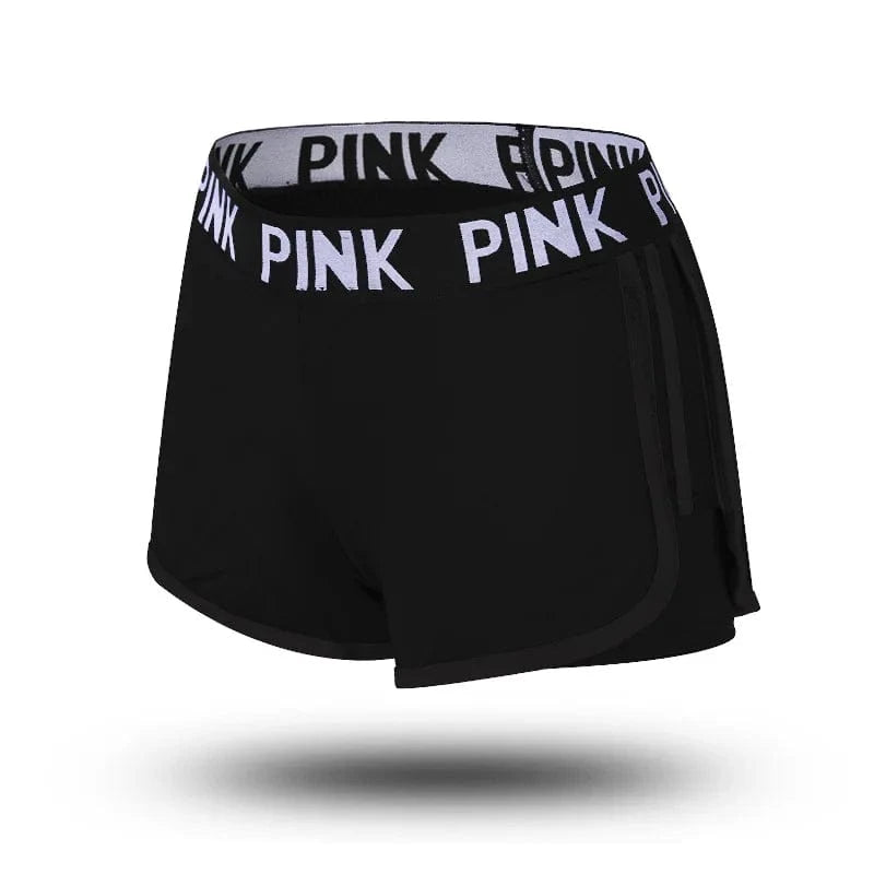 PINK Letters Fake Two-piece Short Pants Plus Size Hip-lifting Tights Running Sports Legging Fitness Yoga Shorts For Womens