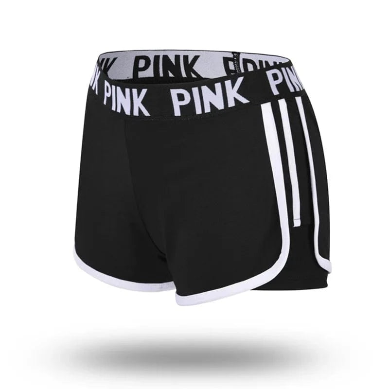 PINK Letters Fake Two-piece Short Pants Plus Size Hip-lifting Tights Running Sports Legging Fitness Yoga Shorts For Womens