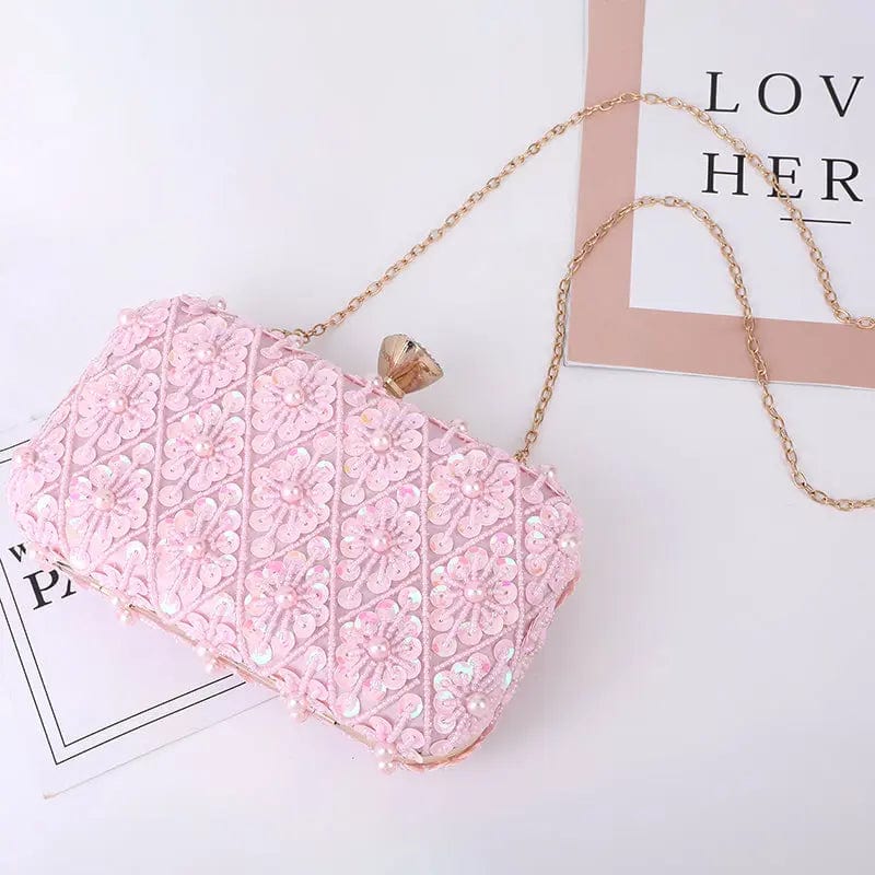 pink New Designer Women Square Box Clutch Evening Armpit Bags Party Ladies Money Clutch Diamond Wedding Purse Beadedlaser Sequins Bag
