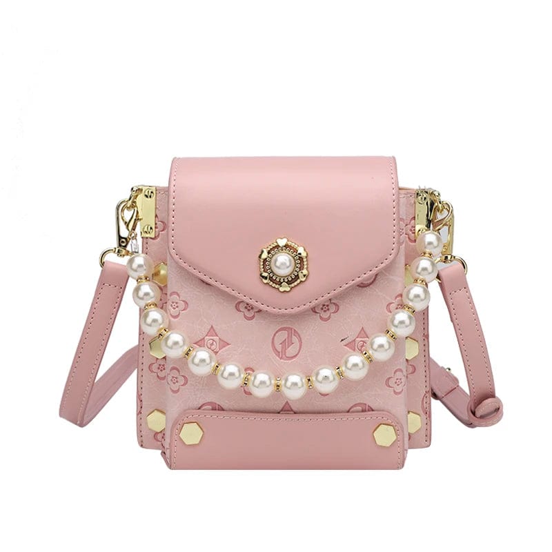 Pink new trendy fashion stylish phone handbag designer small hand bags pearl handle luxury mini handbags for women