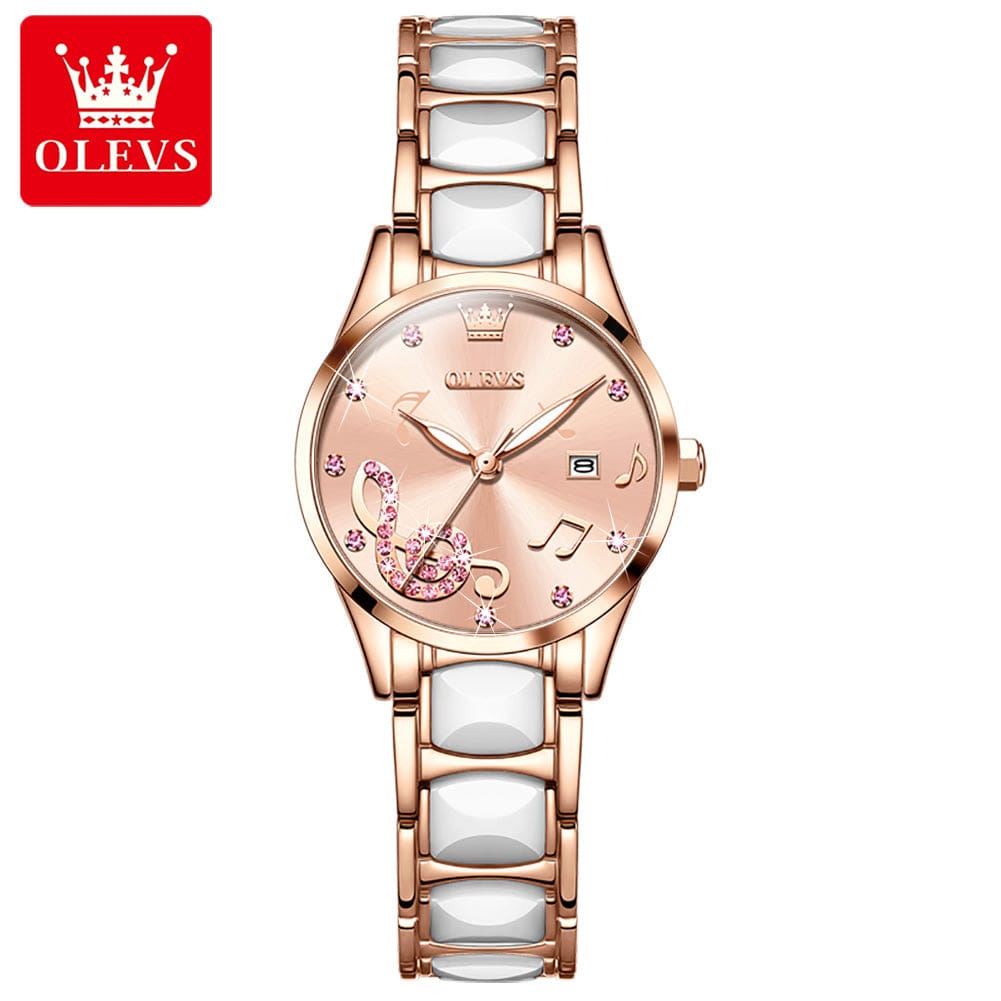 Pink OLEVS 3605 Creative Watch Women Ceramic Bracelet Watches Female Clock Watches Ladies