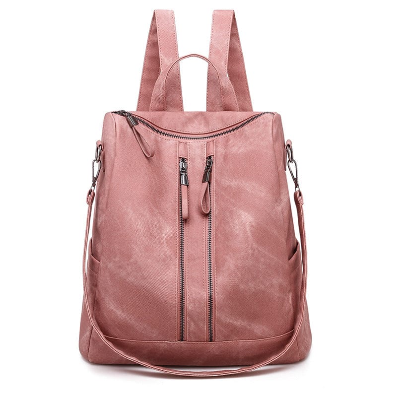Pink Vintage Convertible Bag Backpack Purse PU Leather Fashion Backpack and Handbag for Women