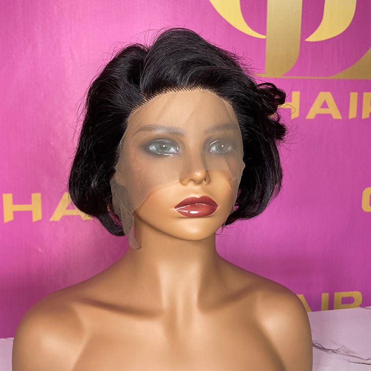 pixie cut / side part1b Goodluck Summer Hot Sale Short Pixie Cut Transparent Lace Wig Human Hair Cheap Short Pixie Wigs For Black Women Perruque Naturel