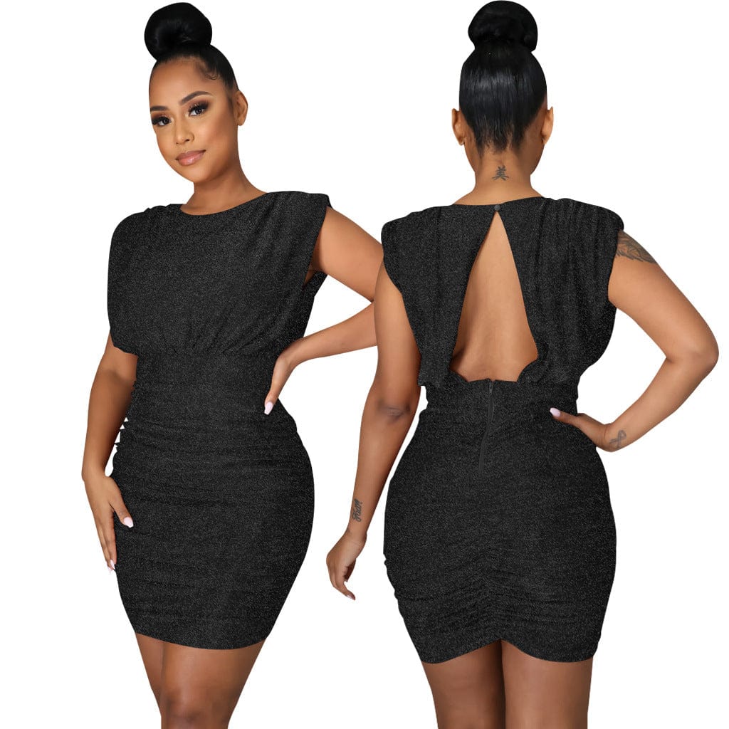 pls contact us to get better price / black C1103TA55 New Design Casual Solid Color Hollow Out Sequin Bodycon Club Dress Women Sehe Fashion