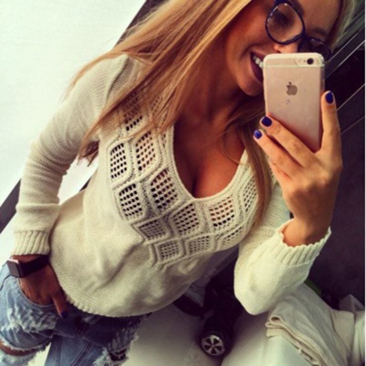 plus size / 02 Jumper Sweaters Woman Knit For Knitwear 2 Casual V Neck Oversize Women Sweater Hollow Out T-Shirt Summer Long Sleeve Tank Top
