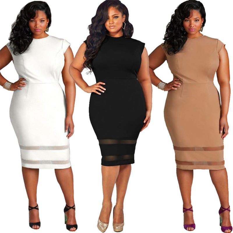 Plus size 3XL 4XL 5XL sleeveless women midi dresses gauze patchwork dress A369
