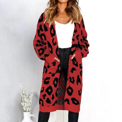 Plus Size / 4 Autumn 2022 New Leopard Print Cardigan Jacket Aliexpress Amazon Europe And America Long Sweater Women