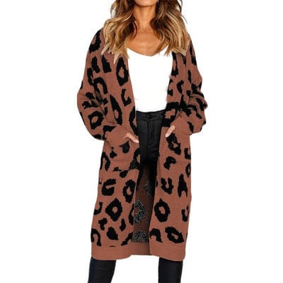Plus Size / 8 Autumn 2022 New Leopard Print Cardigan Jacket Aliexpress Amazon Europe And America Long Sweater Women