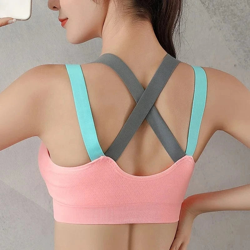Plus Size Beauty Back Wirefree Stretch Gym Workout Sujetador Deportivo Seamless Sports Bras Running Fitness Yoga Bra For Womens