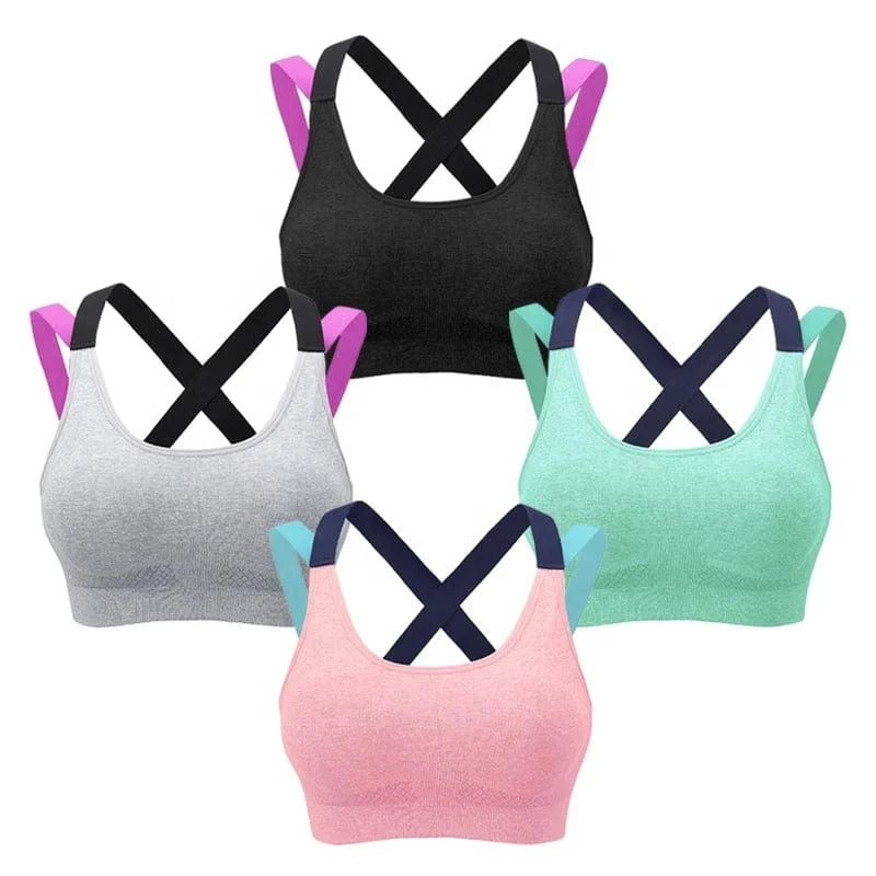 Plus Size Beauty Back Wirefree Stretch Gym Workout Sujetador Deportivo Seamless Sports Bras Running Fitness Yoga Bra For Womens