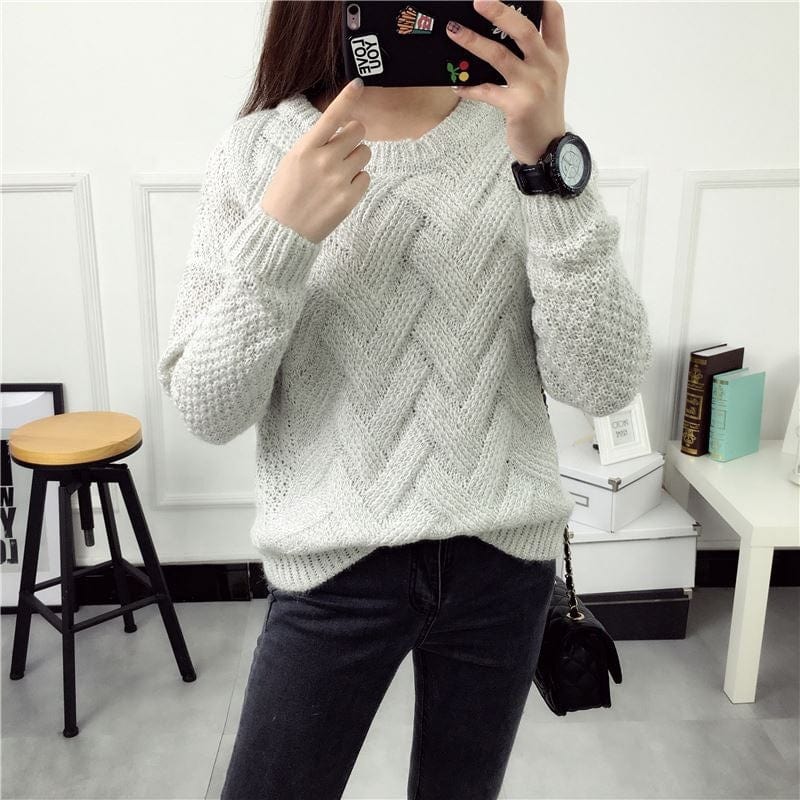 Plus Size / black Hot Sale Fashionable Pink Lady Crew Neck Autumn Winter Thick Cable Knitted Cheap Women Sweater